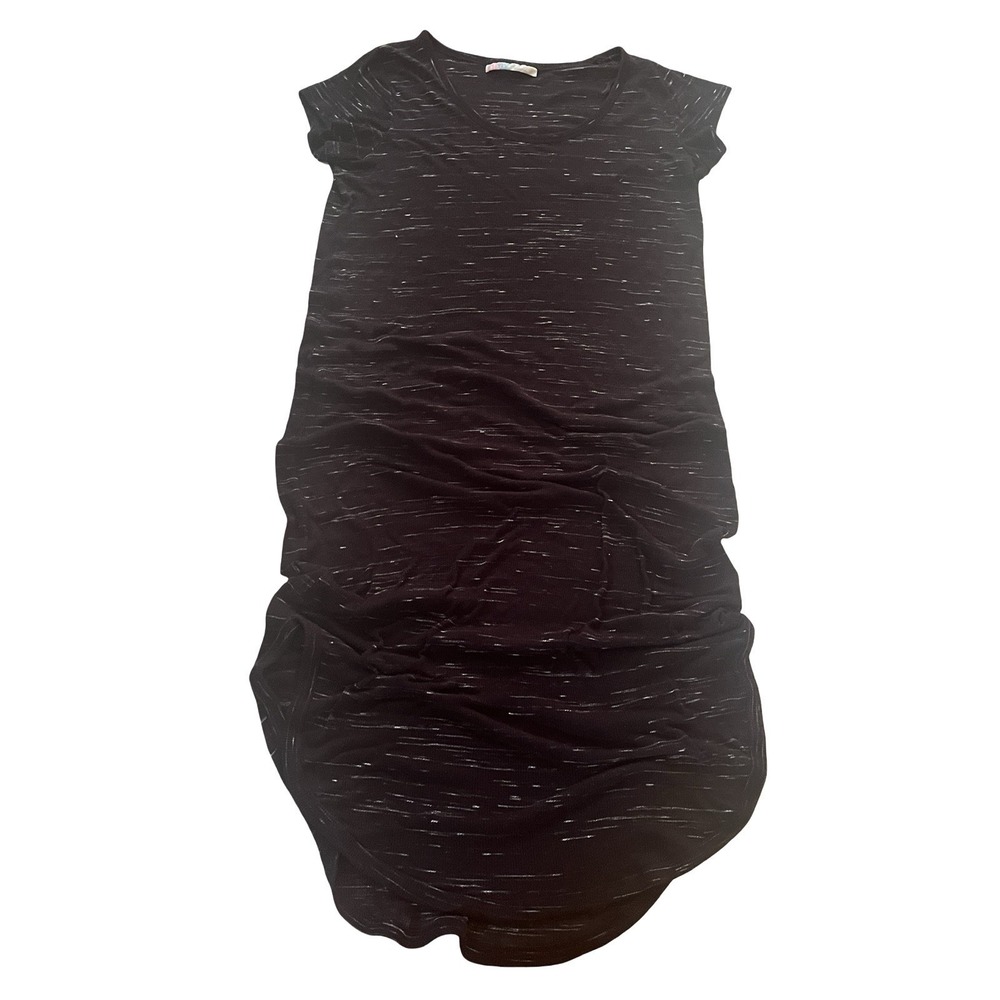 Free People Beach Size L Black Heather Maxi Dress Short Sleeve Round Neck Casual